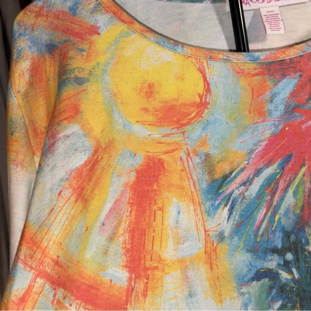 Leoma Lovegrove Tropical Painterly Print Tunic Top in Multicolor Size 3X - Picture 7 of 12